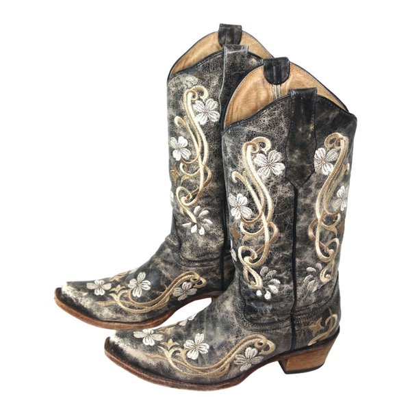Circle G Shoes - Circle G Floral Embroidered Western Cowgirl Boot Snip Toe 5175 $133 Size 7.5 M